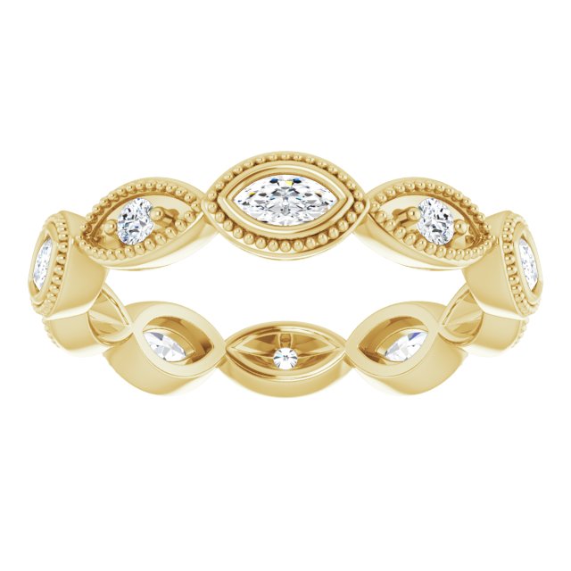 Vintage Inspired 0.75 ct. Marquise & Round Diamond Eternity Band-VIRABYANI
